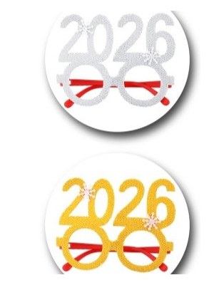 Gafas Feliz 2026 (1unid.) Oro o Plata - Gafas para Cotillon