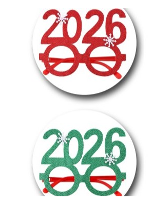 Gafas Feliz 2026 (1unid.) Verde o Roja - Gafas para Cotillon