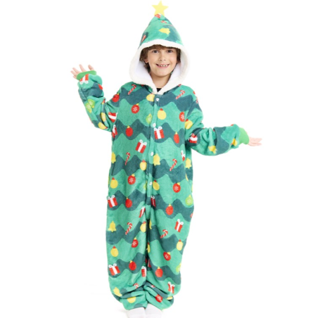 Disfraz De Arbol De Navidad Pijama  Peluche Infantil - Disfraces Navideños para Niños