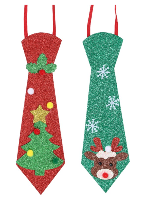 Corbata Navideña Arbol y Reno - 1 Unid. - Chalecos, Pajaritas y Corbatas de Lentejuelas
