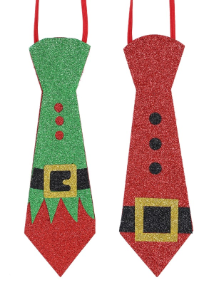 Corbata Navideña Papa Noel y Elfo - 1 Unid. - Chalecos, Pajaritas y Corbatas de Lentejuelas