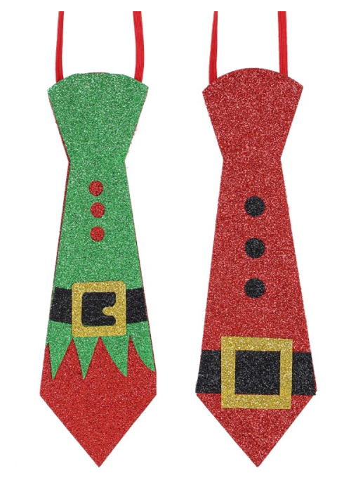 Corbata Navideña Papa Noel y Elfo - 1 Unid. - Chalecos, Pajaritas y Corbatas de Lentejuelas
