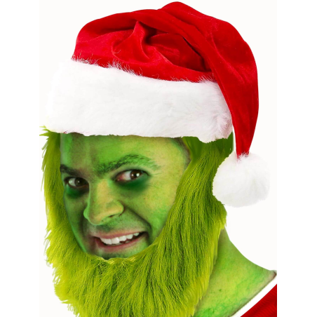 Gorro Papa Noel con Barba De El Grinch - Complementos Disfraces Navidad - Mascaras de Cine