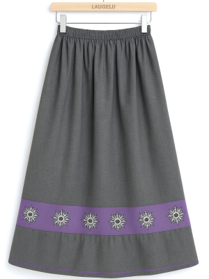 Falda Casera Gris Bies Lila Eguzkilore - Faldas Casera Mujer