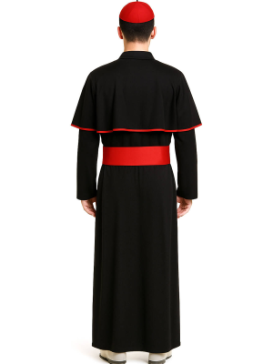 Disfraz De Cardenal Negro Y Rojo Para Hombre