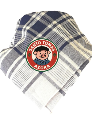 Pañuelo De Santo Tomas Grande Cuadros Azul Hierbas - Pañuelos y Delantales Regionales