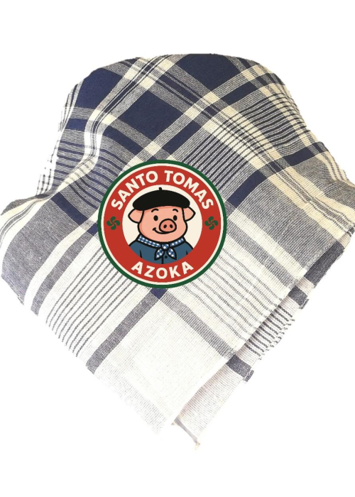 Pañuelo De Santo Tomas Grande Cuadros Azul Hierbas - Pañuelos y Delantales Regionales