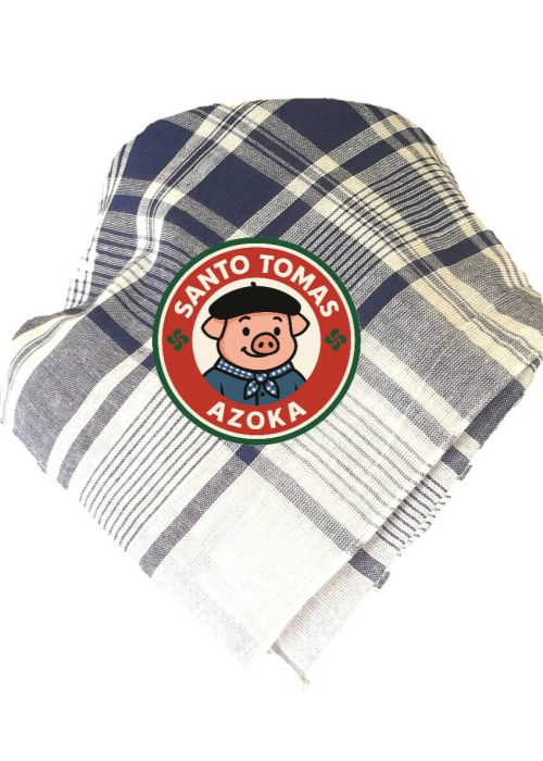 Pañuelo de Santo Tomas Pequeño Cuadros Azul Hierbas - Pañuelos y Delantales Regionales