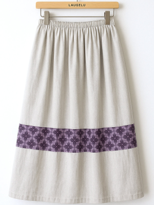 Falda Casera Gris Bies Trebol Morado Para Mujer - Trajes Regionales - Faldas Regionales, Enaguas y Pololos