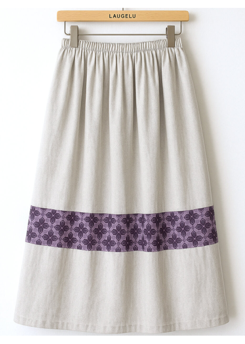 Falda Casera Gris Bies Trebol Morado Para Mujer - Trajes Regionales - Faldas Regionales, Enaguas y Pololos