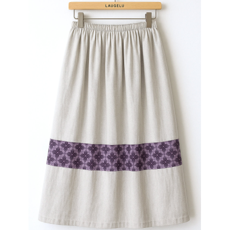 Falda Casera Gris Bies Trebol Morado Para Mujer - Trajes Regionales - Faldas Regionales, Enaguas y Pololos