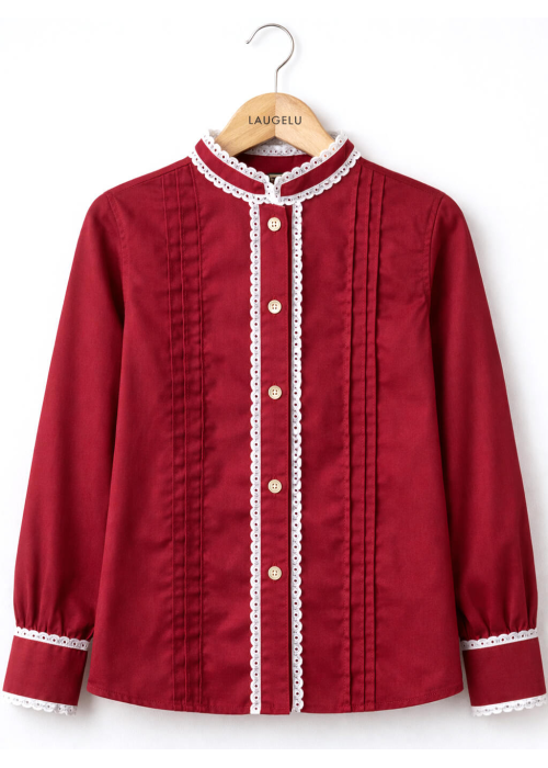 Blusa Hilandera Granate Mujer - Euskal Jantziak - Blusones, Camisas y Camisetas Regionales