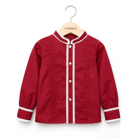 Blusa Hilandera Granate Niña - Euskal Jantziak - Blusones, Camisas y Camisetas Regionales