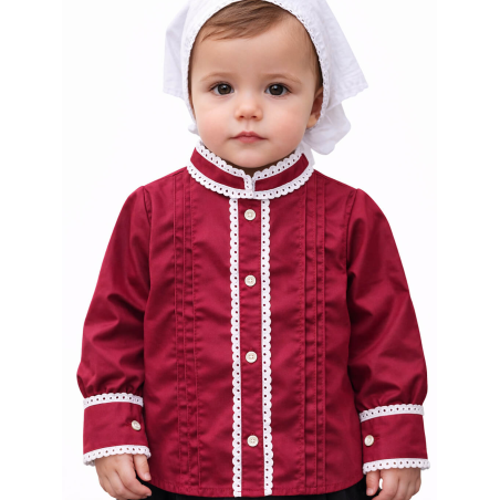 Blusa Hilandera Granate Bebe - Euskal Jantziak - TRAJES REGIONALES