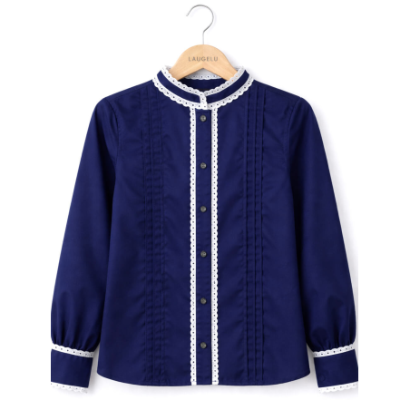 Blusa Hilandera Azul Marino Mujer - Euskal Jantziak - Blusones, Camisas y Camisetas Regionales