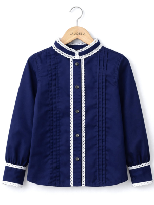 Blusa Hilandera Azul Marino Niña - Euskal Jantziak - Blusones, Camisas y Camisetas Regionales