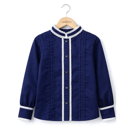 Blusa Hilandera Azul Marino Niña - Euskal Jantziak - Blusones, Camisas y Camisetas Regionales