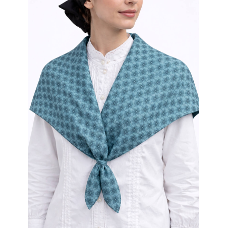 Pañuelo Casera Grande Trebol Azul Turquesa - Pañuelos Trajes Tradicionales - Pañuelos y Delantales Regionales