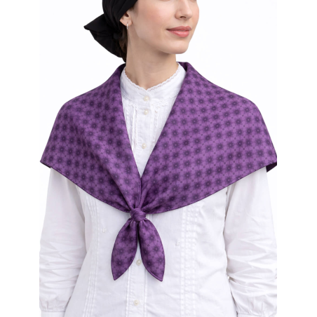Pañuelo Casera Grande Trebol Morado - Pañuelos Trajes Tradicionales - Pañuelos y Delantales Regionales