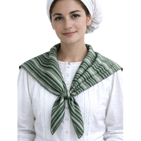 Pañuelo Casera Grande Rayas Verde - Pañuelos Trajes Tradicionales - Pañuelos y Delantales Regionales