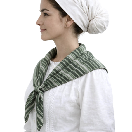 Pañuelo Casera Grande Rayas Verde - Pañuelos Trajes Tradicionales - Pañuelos y Delantales Regionales