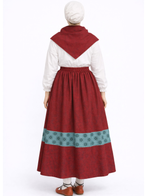 Falda Casera Granate Bies Trebol Azul Para Mujer - Trajes Regionales - Faldas Regionales, Enaguas y Pololos