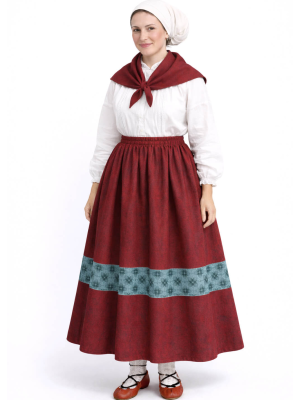 Falda Casera Granate Bies Trebol Azul Para Mujer - Trajes Regionales - Faldas Regionales, Enaguas y Pololos