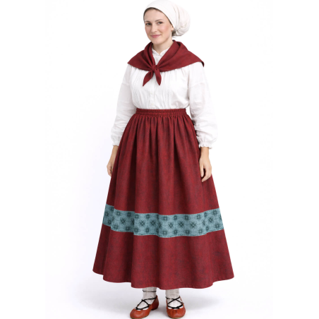 Falda Casera Granate Bies Trebol Azul Para Mujer - Trajes Regionales - Faldas Regionales, Enaguas y Pololos