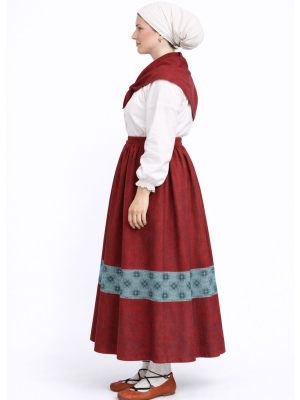 Falda Casera Granate Bies Trebol Azul Para Mujer - Trajes Regionales - Faldas Regionales, Enaguas y Pololos