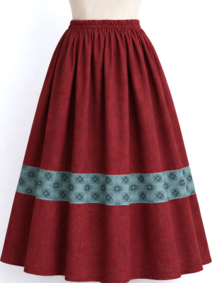 Falda Casera Granate Bies Trebol Azul Para Mujer - Trajes Regionales - Faldas Regionales, Enaguas y Pololos