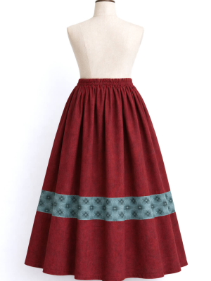 Falda Casera Granate Bies Trebol Azul Para Mujer - Trajes Regionales - Faldas Regionales, Enaguas y Pololos