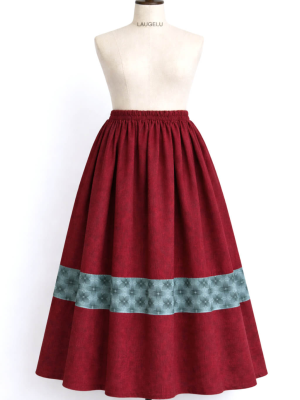 Falda Casera Granate Bies Trebol Azul Para Mujer - Trajes Regionales - Faldas Regionales, Enaguas y Pololos