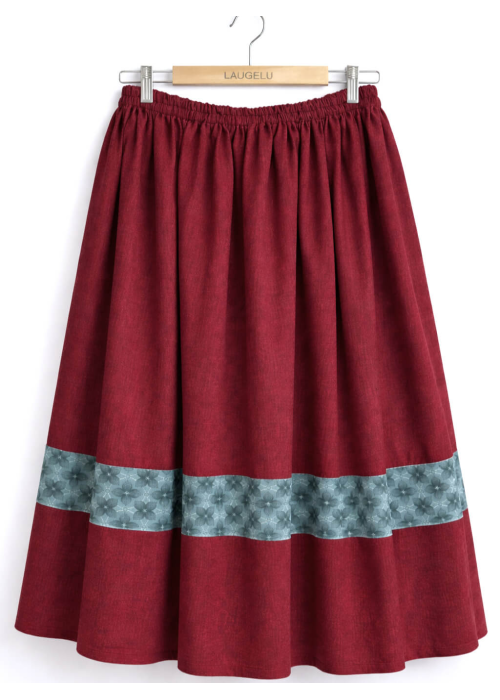 Falda Casera Granate Bies Trebol Azul Para Mujer - Trajes Regionales - Faldas Regionales, Enaguas y Pololos