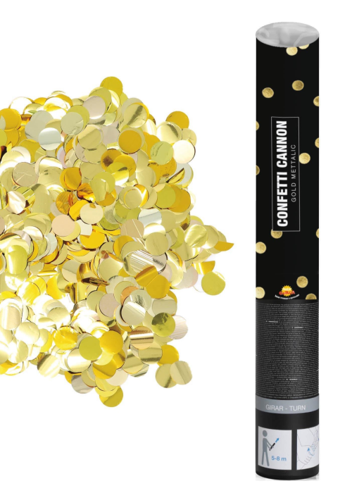 Cañon De Confetti Oro de 40cm - Confetti y Serpentinas