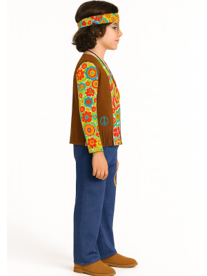 Disfraz De Hippie Marron Infantil - Disfraces años 60-70 (Hippies) - Disfraces de Hippie para Niño