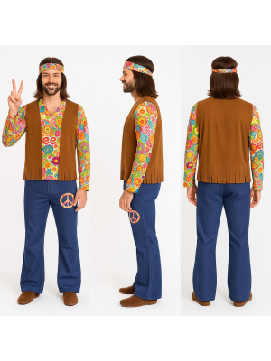 Disfraz De Hippie Marron Adulto - Disfraces Años 60-70 (Hippies) - Disfraces de Hippie para Hombre