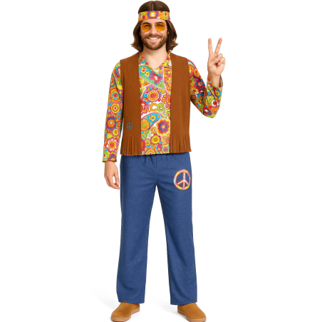 Disfraz De Hippie Marron Adulto