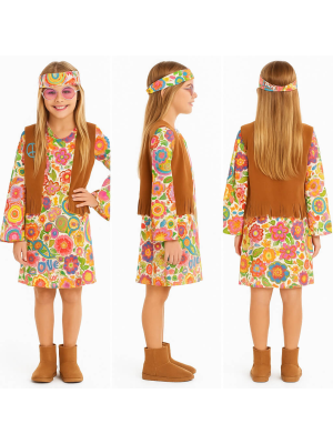 Disfraz De Hippie Vestido Niña - Disfraces años 60-70 (Hippies) - Disfraces de Hippie para Niña