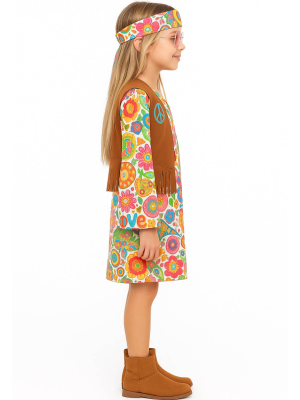 Disfraz De Hippie Vestido Niña - Disfraces años 60-70 (Hippies) - Disfraces de Hippie para Niña