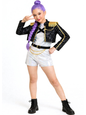 Disfraz de Guerrera K-POP Rumi Golden para Niña - Disfraces Cazadoras Demonios - Disfraces de Las Guerreras K-POP infantiles