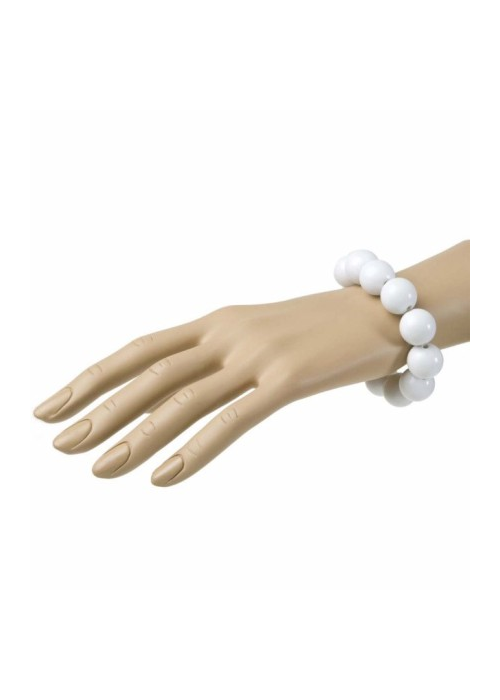 Pulsera de Bolas Blancas - Pendientes, Collares y Pulseras