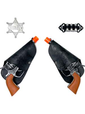 Cartucheras Negras Con Pistolas De Vaquero - Complementos de Vaqueros