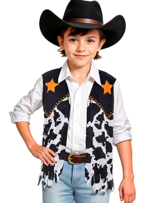 Chaleco Vaquero Vaca Negro Infantil - Complementos de Vaqueros