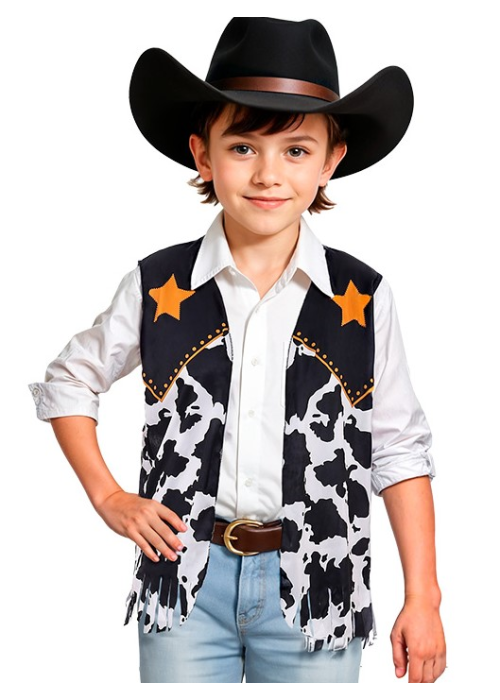 Chaleco Vaquero Vaca Negro Infantil - Complementos de Vaqueros