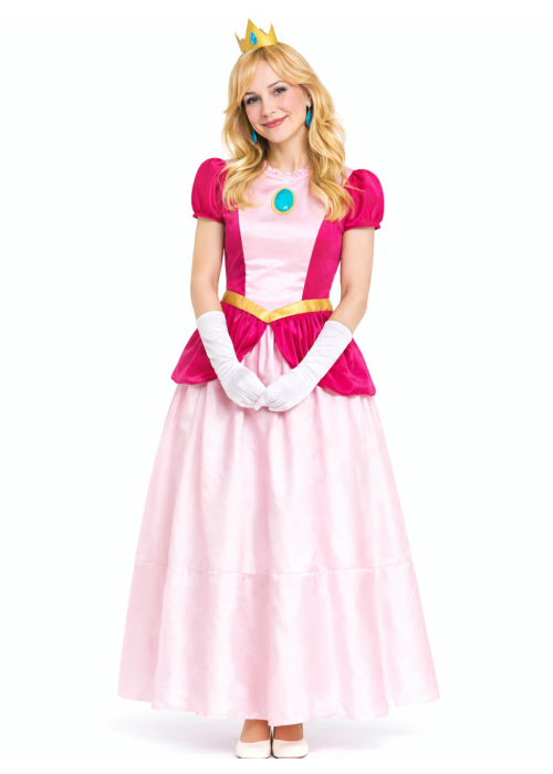 Disfraz De Princesa Rosa Peach Mujer - Disfraces Mario y Luigi