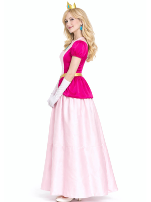 Disfraz De Princesa Rosa Peach Mujer - Disfraces Mario y Luigi