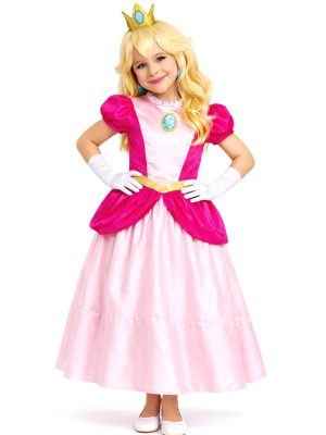 Disfraz De Princesa Rosa Peach niña - Disfraces Mario y Luigi