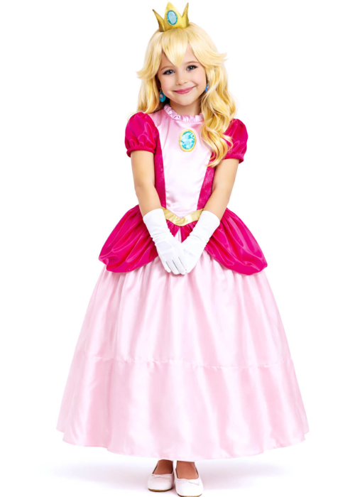 Disfraz De Princesa Rosa Peach niña - Disfraces Mario y Luigi