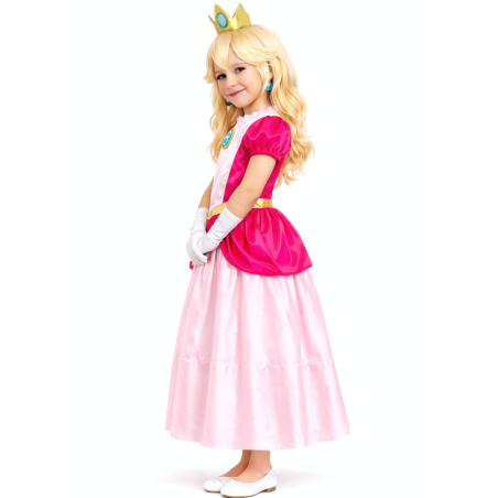 Disfraz De Princesa Rosa Peach niña - Disfraces Mario y Luigi
