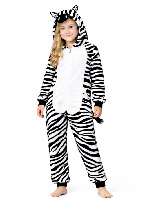 Disfraz De Cebra Pijama Peluche Niña - Disfraces Animales